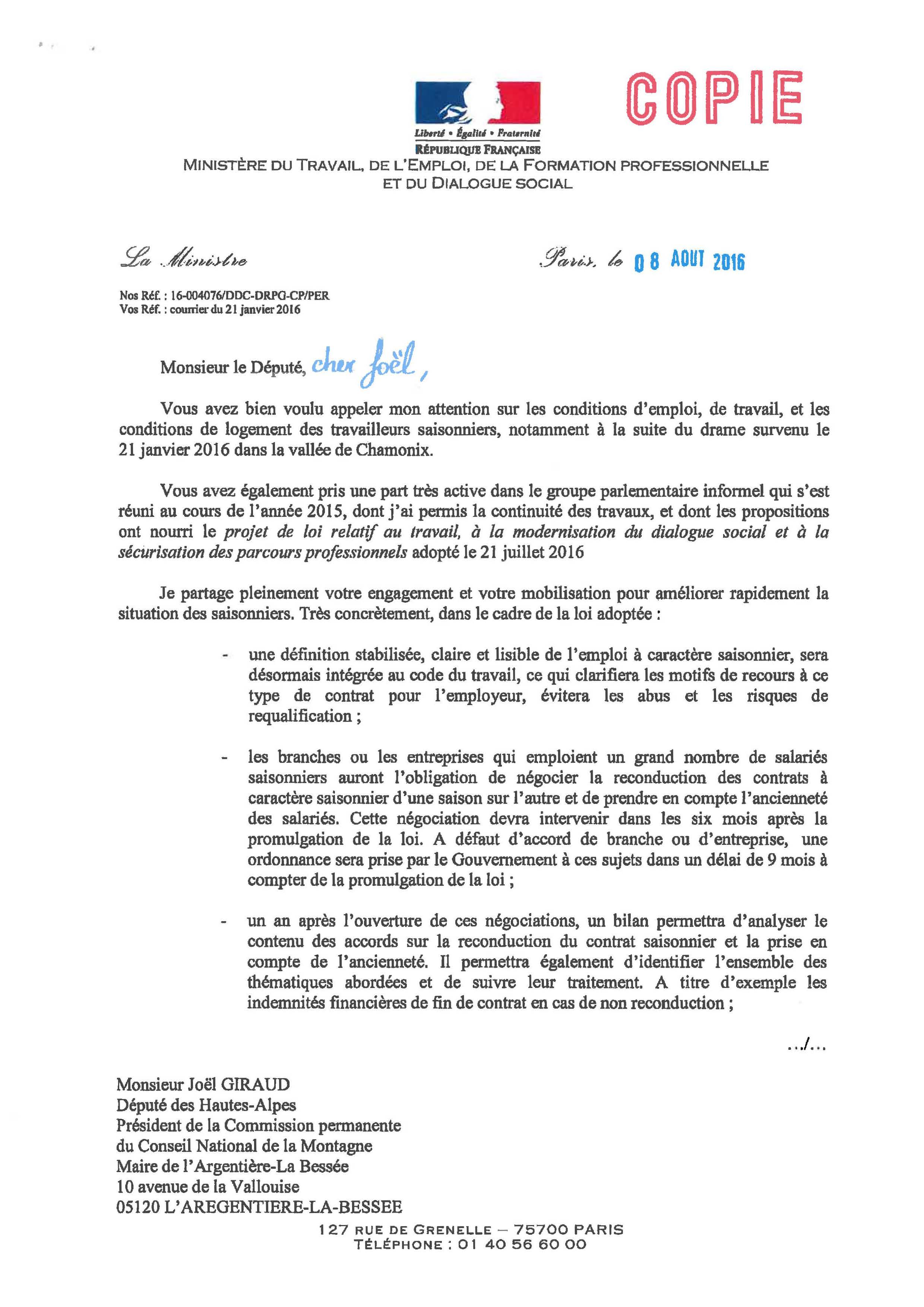 lettre depute pour emploi