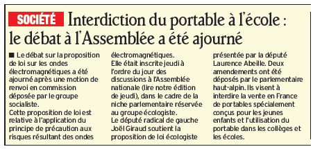 Article DL 020213 débat ondes électromagnétiques ajourné 