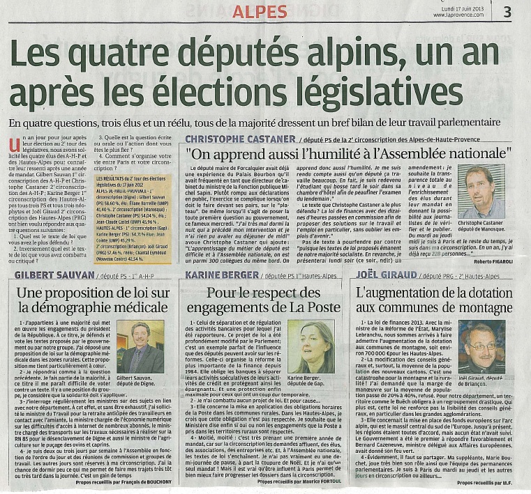 La provence 4 députés alpins un an après 170613