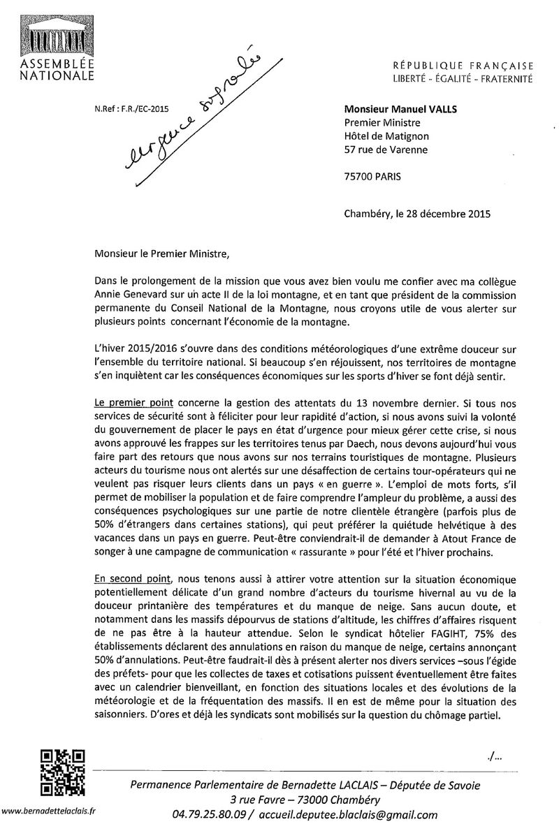 Lettre à M. Valls page 1
