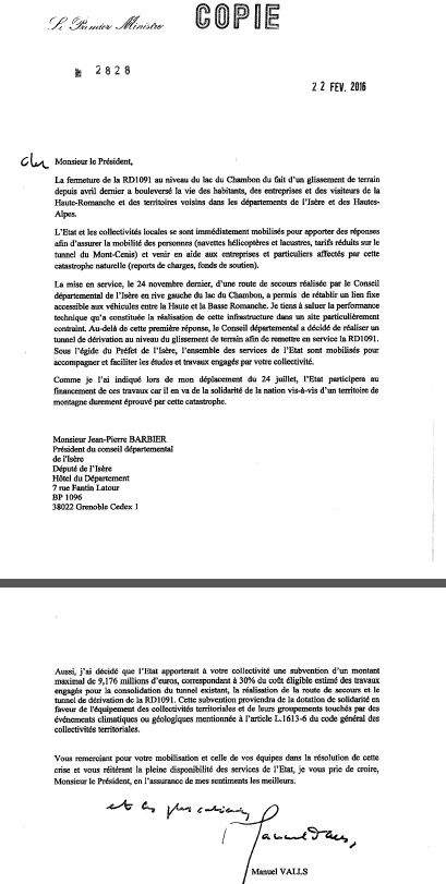 Courrier du PM Chambon 220216