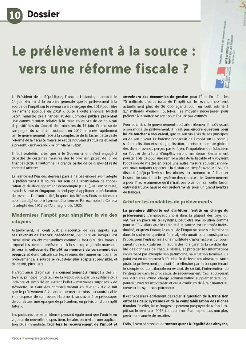 Dossier radical  prélèvement à la source P1