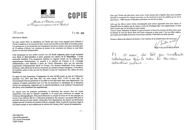 Lettre EN 210915 refondation école