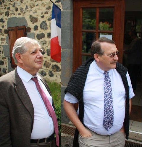 J. Mézard et J.Giraud  à Arches (Cantal) pour les 20 ans de la 1ère agence postale communale en montagne