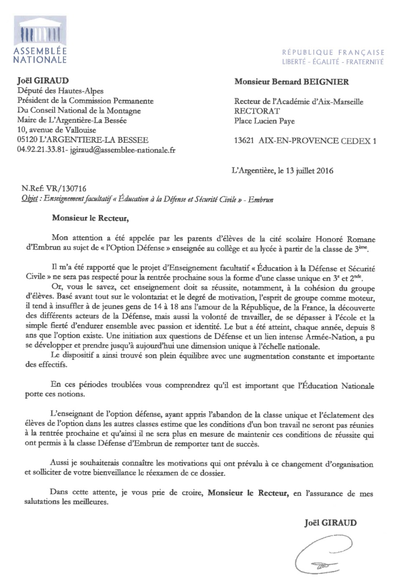 Lettre JG option défense 