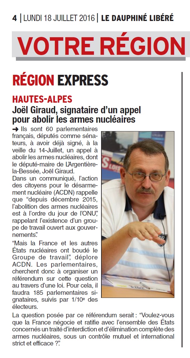 Article du 18 juillet 2016