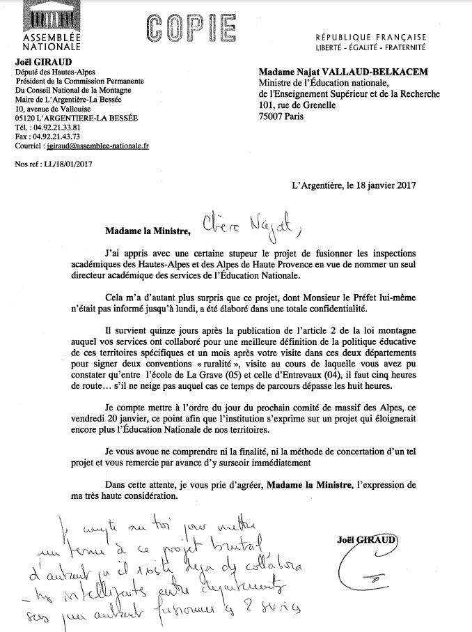 Copie courrier JGIRAUD à Ministre EN fusion IA 0405 le 180117